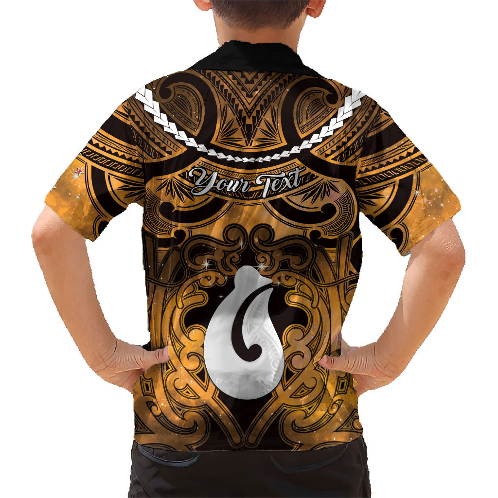 Personalised Maori Matariki Hei Matau Kowhai Family Matching Long Sleeve Bodycon Dress and Hawaiian Shirt Maori Kowhaiwhai Pattern Galaxy