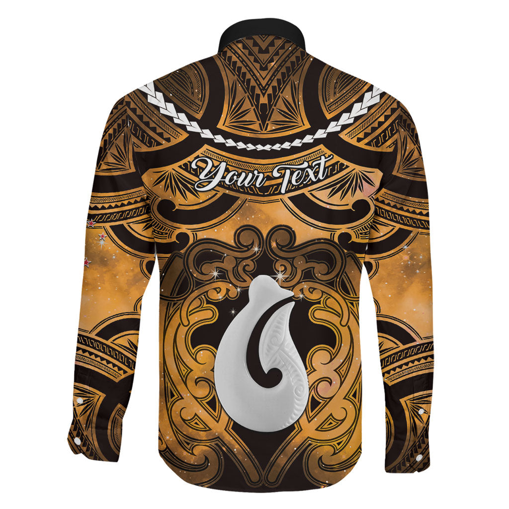 Personalised Maori Matariki Hei Matau Kowhai Family Matching Long Sleeve Bodycon Dress and Hawaiian Shirt Maori Kowhaiwhai Pattern Galaxy