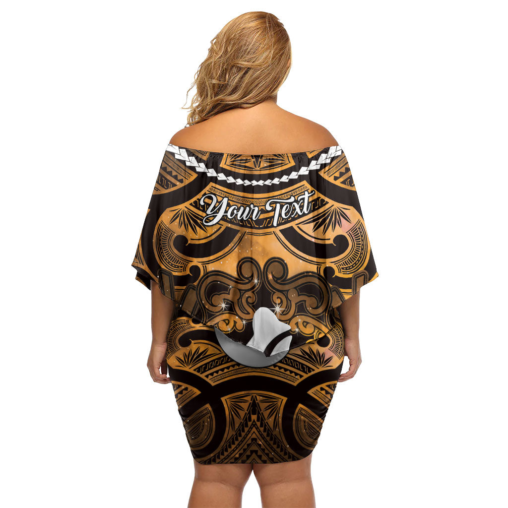 Personalised Maori Matariki Hei Matau Kowhai Family Matching Off Shoulder Short Dress and Hawaiian Shirt Maori Kowhaiwhai Pattern Galaxy