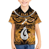 Personalised Maori Matariki Hei Matau Kowhai Family Matching Puletasi and Hawaiian Shirt Maori Kowhaiwhai Pattern Galaxy