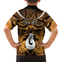 Personalised Maori Matariki Hei Matau Kowhai Family Matching Tank Maxi Dress and Hawaiian Shirt Maori Kowhaiwhai Pattern Galaxy