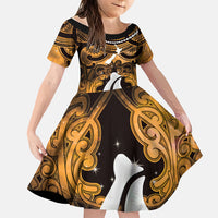 Personalised Maori Matariki Hei Matau Kowhai Family Matching Tank Maxi Dress and Hawaiian Shirt Maori Kowhaiwhai Pattern Galaxy