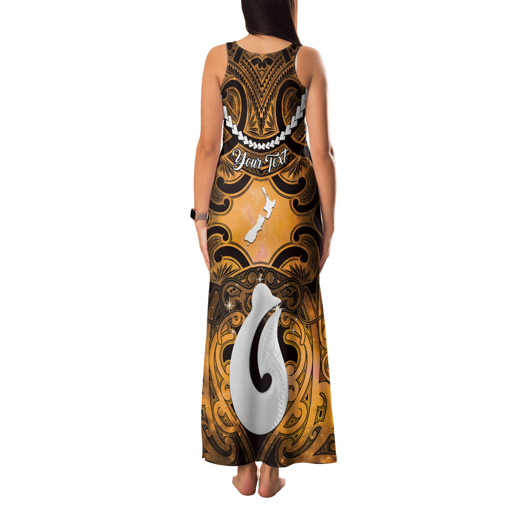 Personalised Maori Matariki Hei Matau Kowhai Family Matching Tank Maxi Dress and Hawaiian Shirt Maori Kowhaiwhai Pattern Galaxy