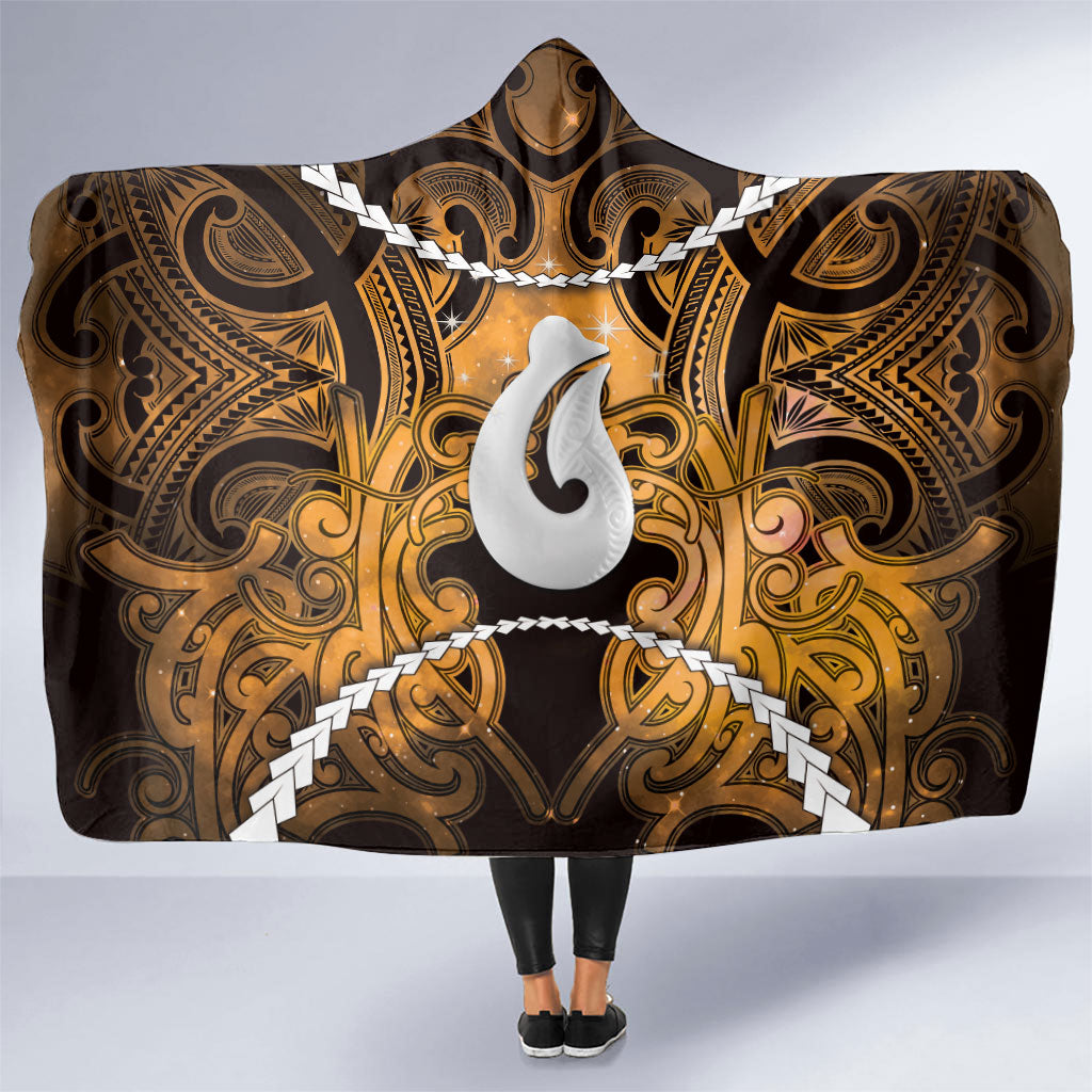 Maori Matariki Hei Matau Kowhai Hooded Blanket Maori Kowhaiwhai Pattern Galaxy LT01 One Size Yellow - Polynesian Pride