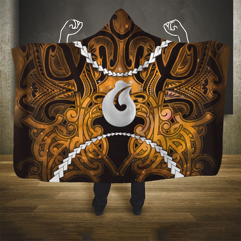 Maori Matariki Hei Matau Kowhai Hooded Blanket Maori Kowhaiwhai Pattern Galaxy LT01 - Polynesian Pride