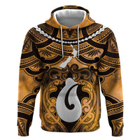 Personalised Maori Matariki Hei Matau Kowhai Hoodie Maori Kowhaiwhai Pattern Galaxy LT01 Pullover Hoodie Yellow - Polynesian Pride