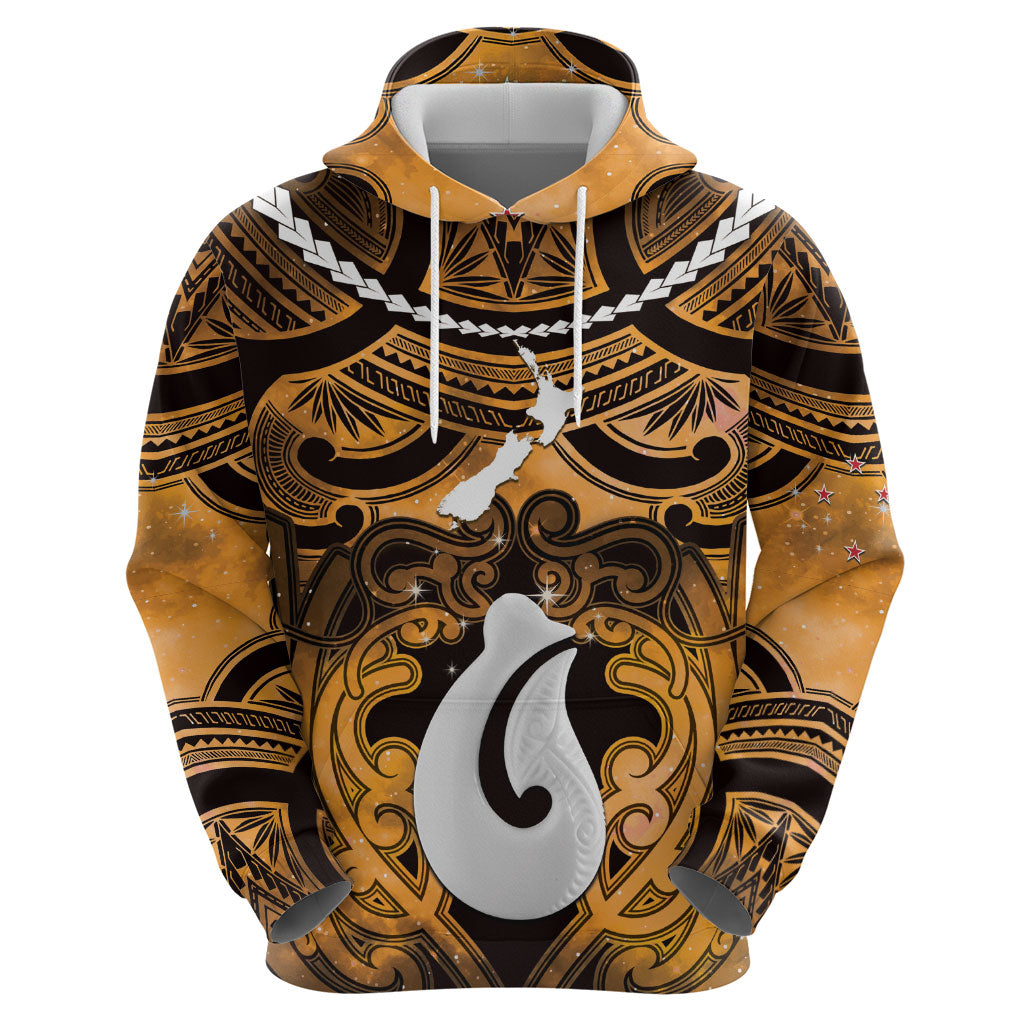 Personalised Maori Matariki Hei Matau Kowhai Hoodie Maori Kowhaiwhai Pattern Galaxy LT01 - Polynesian Pride