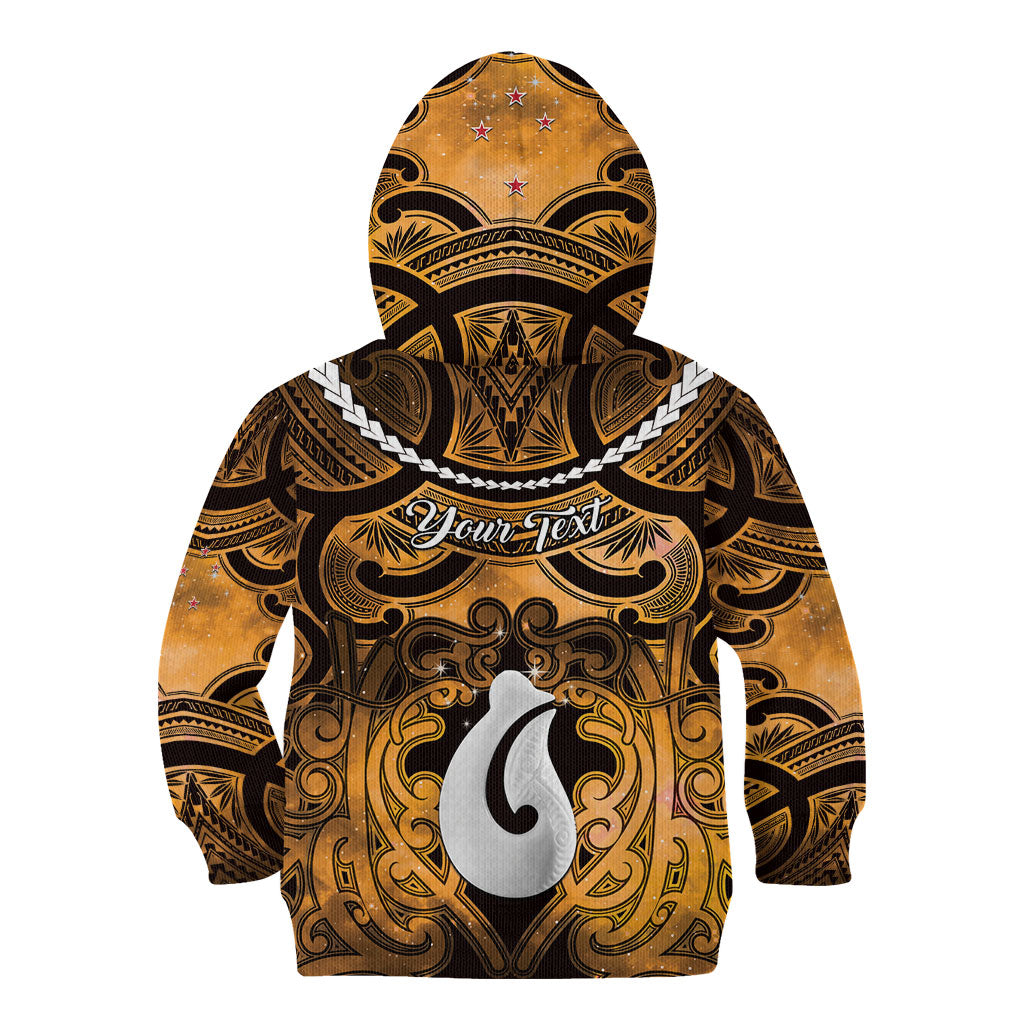 Personalised Maori Matariki Hei Matau Kowhai Kid Hoodie Maori Kowhaiwhai Pattern Galaxy LT01 - Polynesian Pride