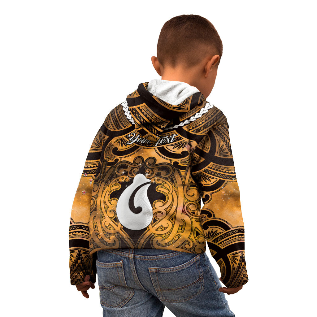 Personalised Maori Matariki Hei Matau Kowhai Kid Hoodie Maori Kowhaiwhai Pattern Galaxy LT01 - Polynesian Pride