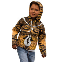 Personalised Maori Matariki Hei Matau Kowhai Kid Hoodie Maori Kowhaiwhai Pattern Galaxy LT01 - Polynesian Pride