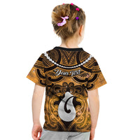 Personalised Maori Matariki Hei Matau Kowhai Kid T Shirt Maori Kowhaiwhai Pattern Galaxy LT01 - Polynesian Pride