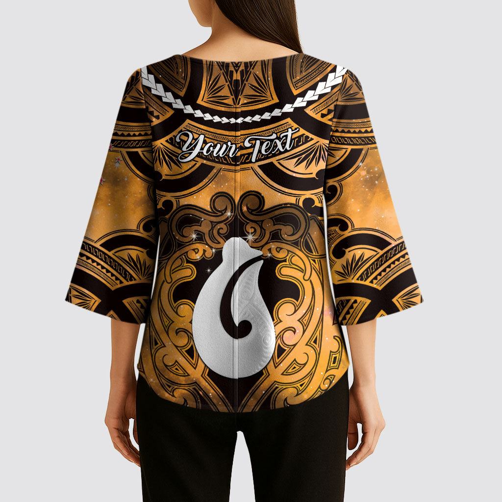 Personalised Maori Matariki Hei Matau Kowhai Kimono Sleeve Blouse Maori Kowhaiwhai Pattern Galaxy LT01 - Polynesian Pride