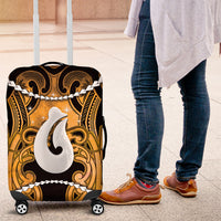 Maori Matariki Hei Matau Kowhai Luggage Cover Maori Kowhaiwhai Pattern Galaxy LT01 Yellow - Polynesian Pride