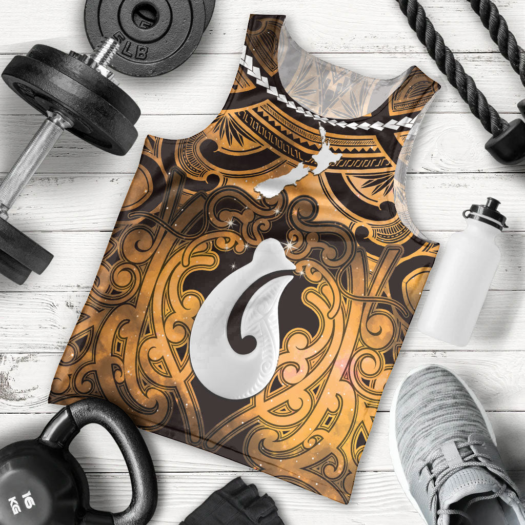 Personalised Maori Matariki Hei Matau Kowhai Men Tank Top Maori Kowhaiwhai Pattern Galaxy LT01 - Polynesian Pride