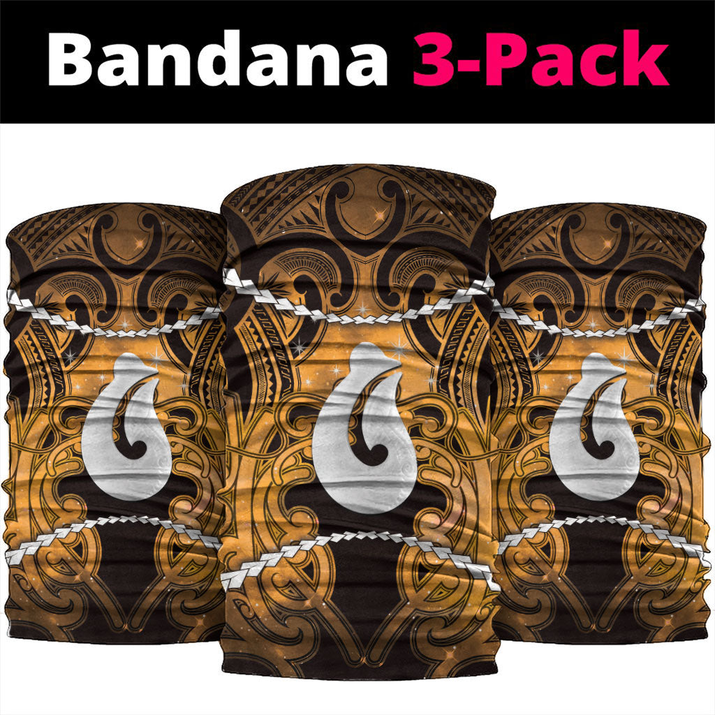 Maori Matariki Hei Matau Kowhai Neck Gaiter Maori Kowhaiwhai Pattern Galaxy LT01 package One Size: 25*50cm Yellow - Polynesian Pride