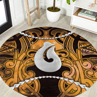 Maori Matariki Hei Matau Kowhai Round Carpet Maori Kowhaiwhai Pattern Galaxy LT01 Yellow - Polynesian Pride