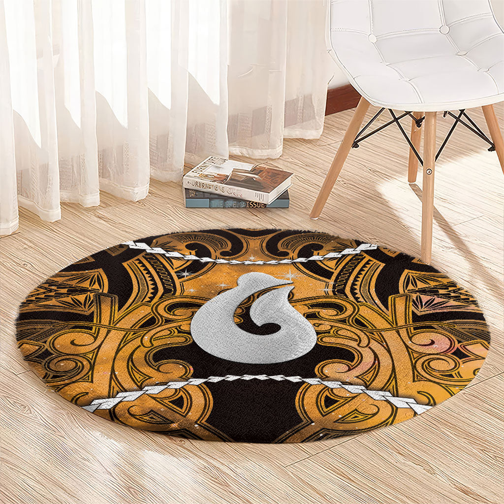 Maori Matariki Hei Matau Kowhai Round Carpet Maori Kowhaiwhai Pattern Galaxy LT01 - Polynesian Pride