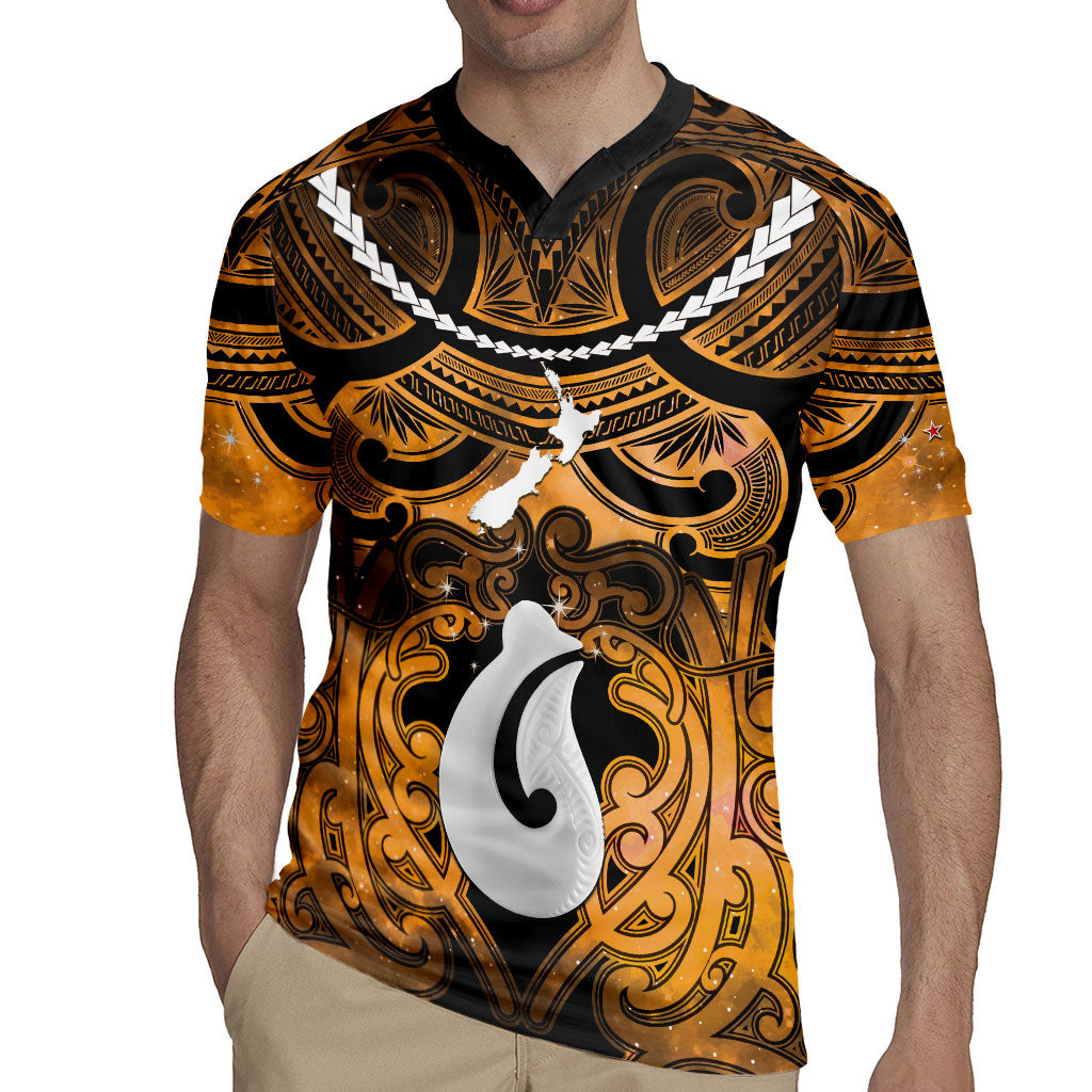 Personalised Maori Matariki Hei Matau Kowhai Rugby Jersey Maori Kowhaiwhai Pattern Galaxy LT01 - Polynesian Pride