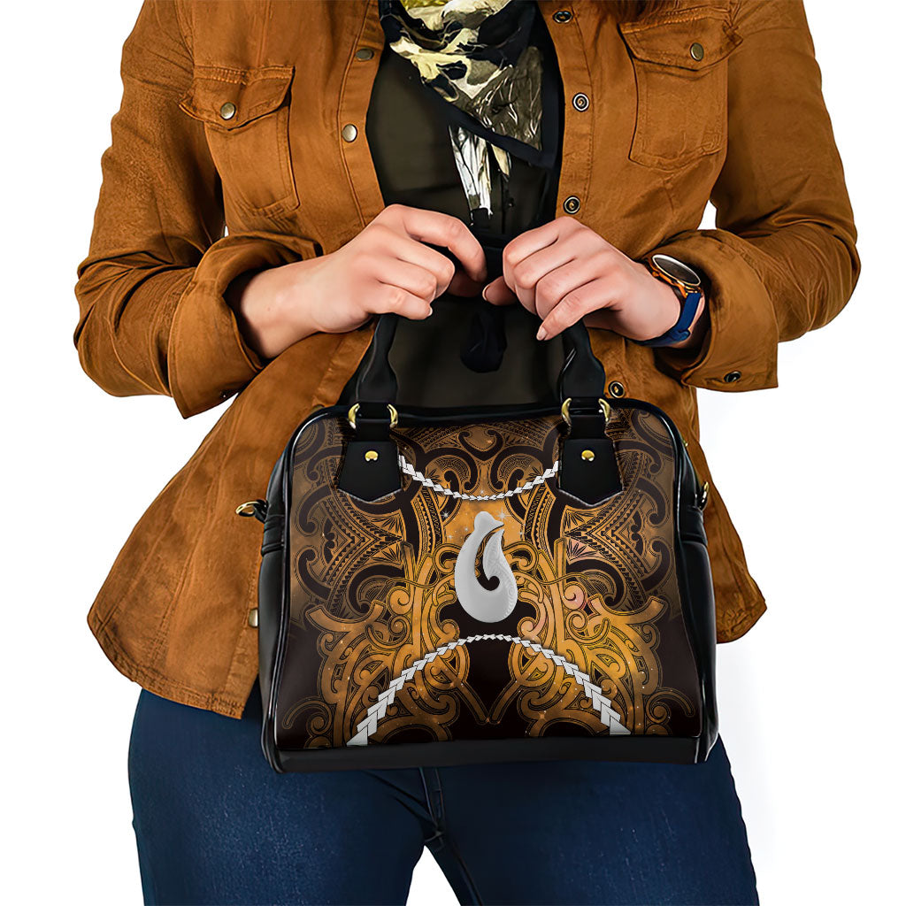 Maori Matariki Hei Matau Kowhai Shoulder Handbag Maori Kowhaiwhai Pattern Galaxy LT01 - Polynesian Pride