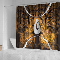 Maori Matariki Hei Matau Kowhai Shower Curtain Maori Kowhaiwhai Pattern Galaxy LT01 - Polynesian Pride