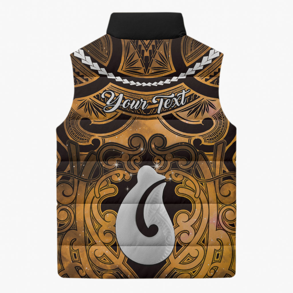 Personalised Maori Matariki Hei Matau Kowhai Sleeveless Puffer Jacket Maori Kowhaiwhai Pattern Galaxy LT01 - Polynesian Pride