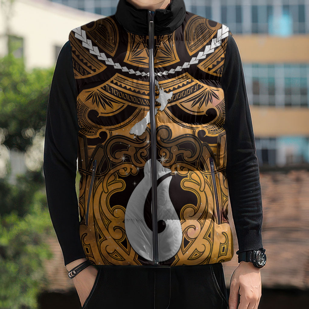 Personalised Maori Matariki Hei Matau Kowhai Sleeveless Puffer Jacket Maori Kowhaiwhai Pattern Galaxy LT01 - Polynesian Pride