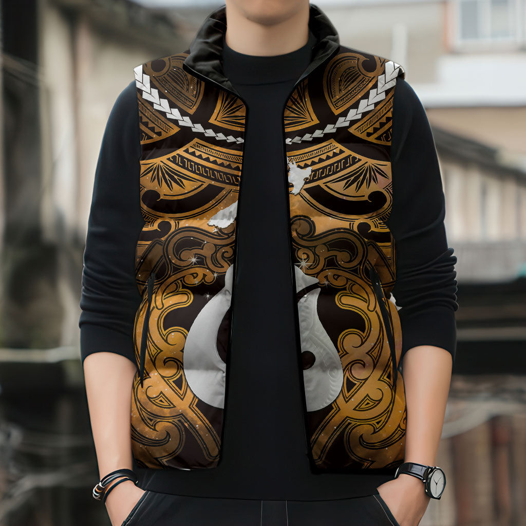 Personalised Maori Matariki Hei Matau Kowhai Sleeveless Puffer Jacket Maori Kowhaiwhai Pattern Galaxy LT01 - Polynesian Pride