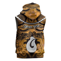 Personalised Maori Matariki Hei Matau Kowhai Sleeveless Zip Hoodie Maori Kowhaiwhai Pattern Galaxy