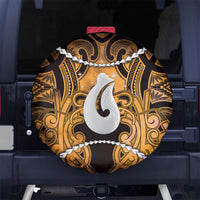 Maori Matariki Hei Matau Kowhai Spare Tire Cover Maori Kowhaiwhai Pattern Galaxy LT01 No hole Yellow - Polynesian Pride
