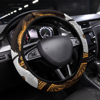 Maori Matariki Hei Matau Kowhai Steering Wheel Cover Maori Kowhaiwhai Pattern Galaxy LT01 Universal Fit Yellow - Polynesian Pride