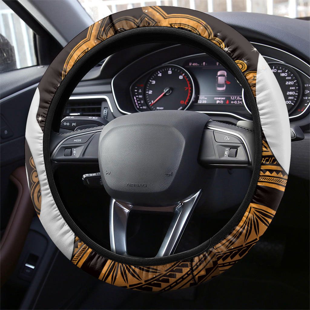 Maori Matariki Hei Matau Kowhai Steering Wheel Cover Maori Kowhaiwhai Pattern Galaxy LT01 - Polynesian Pride