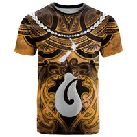 Personalised Maori Matariki Hei Matau Kowhai T Shirt Maori Kowhaiwhai Pattern Galaxy LT01 Yellow - Polynesian Pride