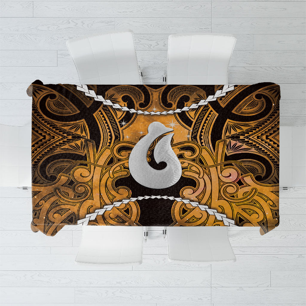 Maori Matariki Hei Matau Kowhai Tablecloth Maori Kowhaiwhai Pattern Galaxy LT01 Yellow - Polynesian Pride