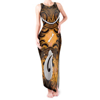 Personalised Maori Matariki Hei Matau Kowhai Tank Maxi Dress Maori Kowhaiwhai Pattern Galaxy LT01 Women Yellow - Polynesian Pride