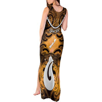 Personalised Maori Matariki Hei Matau Kowhai Tank Maxi Dress Maori Kowhaiwhai Pattern Galaxy LT01 - Polynesian Pride