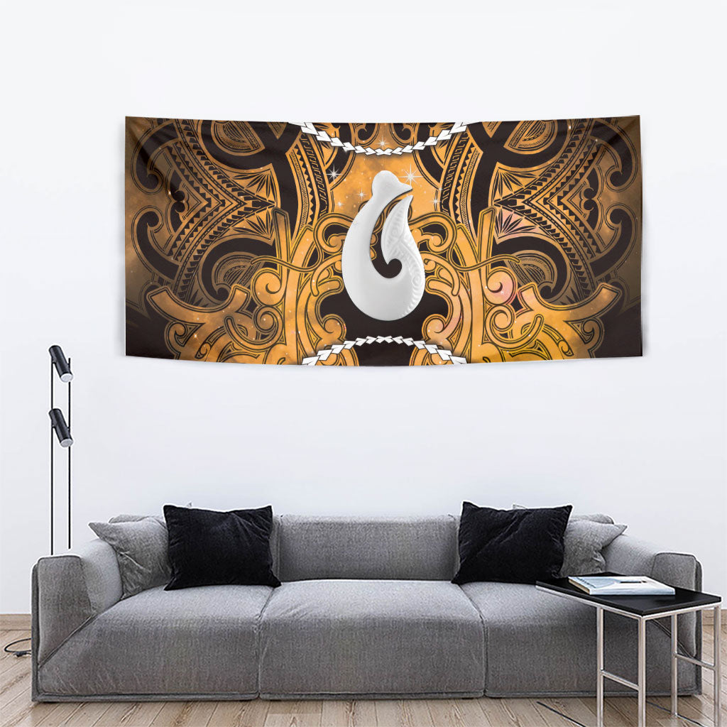 Maori Matariki Hei Matau Kowhai Tapestry Maori Kowhaiwhai Pattern Galaxy LT01 - Polynesian Pride
