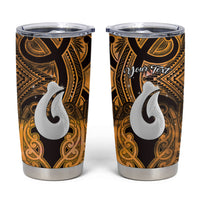 Personalised Maori Matariki Hei Matau Kowhai Tumbler Cup Maori Kowhaiwhai Pattern Galaxy LT01 Yellow - Polynesian Pride