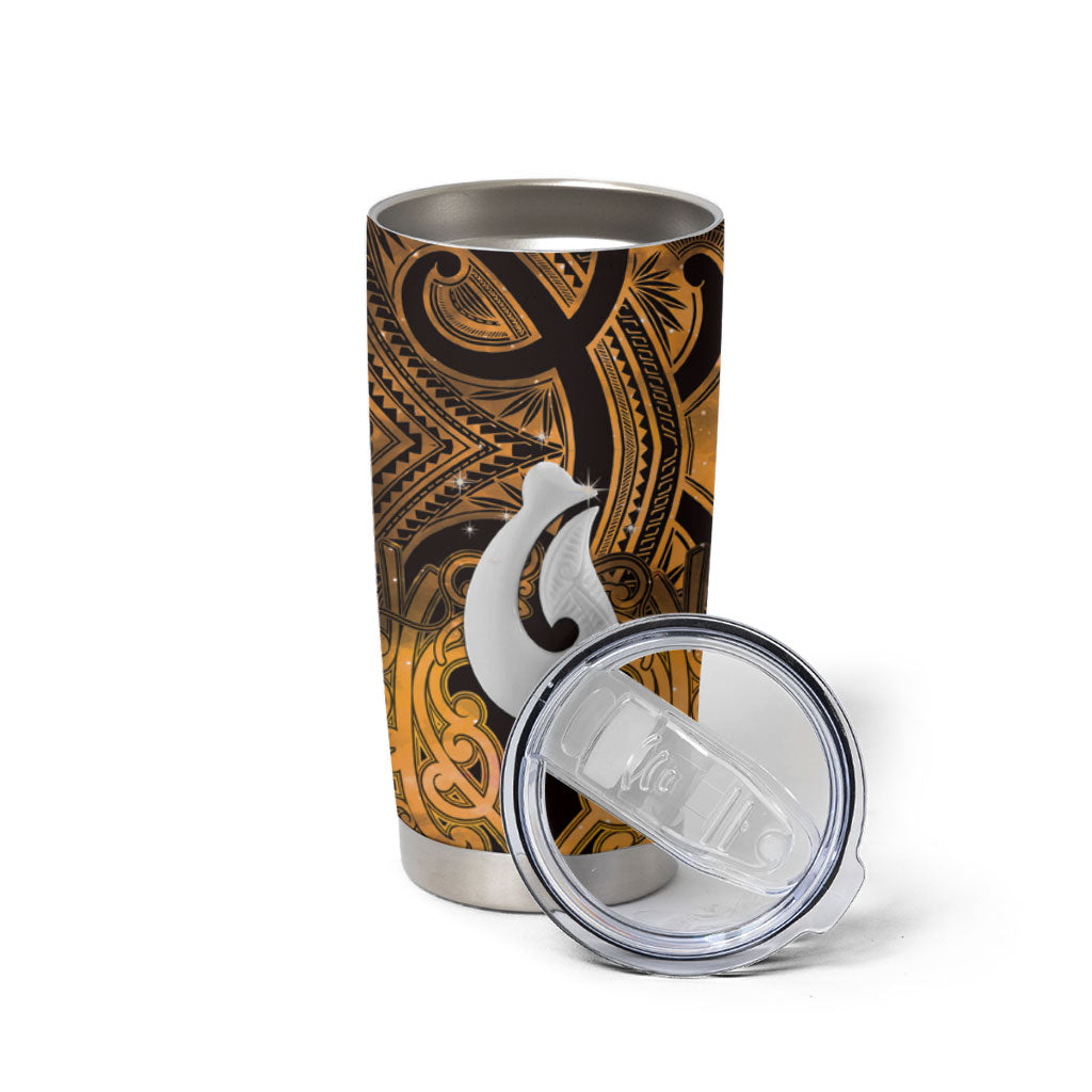 Personalised Maori Matariki Hei Matau Kowhai Tumbler Cup Maori Kowhaiwhai Pattern Galaxy LT01 - Polynesian Pride