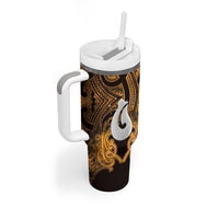 Personalised Maori Matariki Hei Matau Kowhai Tumbler With Handle Maori Kowhaiwhai Pattern Galaxy LT01 - Polynesian Pride