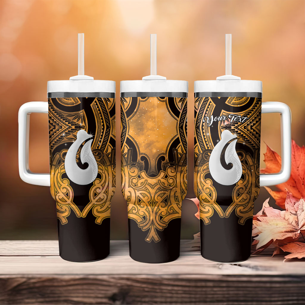 Personalised Maori Matariki Hei Matau Kowhai Tumbler With Handle Maori Kowhaiwhai Pattern Galaxy LT01 - Polynesian Pride