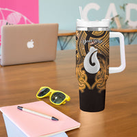 Personalised Maori Matariki Hei Matau Kowhai Tumbler With Handle Maori Kowhaiwhai Pattern Galaxy LT01 - Polynesian Pride