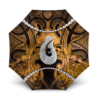 Maori Matariki Hei Matau Kowhai Umbrella Maori Kowhaiwhai Pattern Galaxy LT01 One Size Folded 11.42 inch Opened Diameter 37.4 inch Yellow - Polynesian Pride