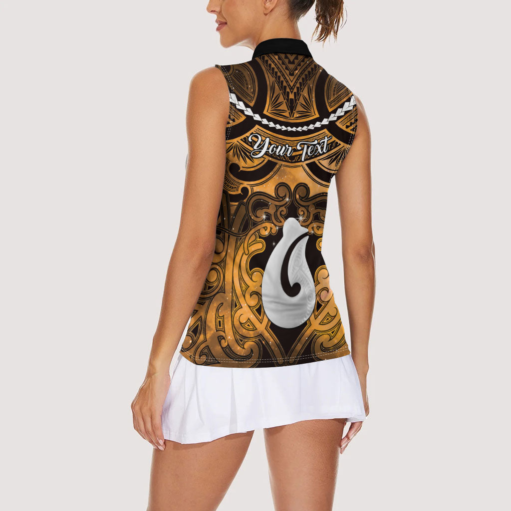 Personalised Maori Matariki Hei Matau Kowhai Women Sleeveless Polo Shirt Maori Kowhaiwhai Pattern Galaxy