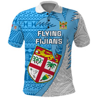 Fiji Rugby Polo Shirt Come On Fijian Tapa Pattern LT01 Blue - Polynesian Pride