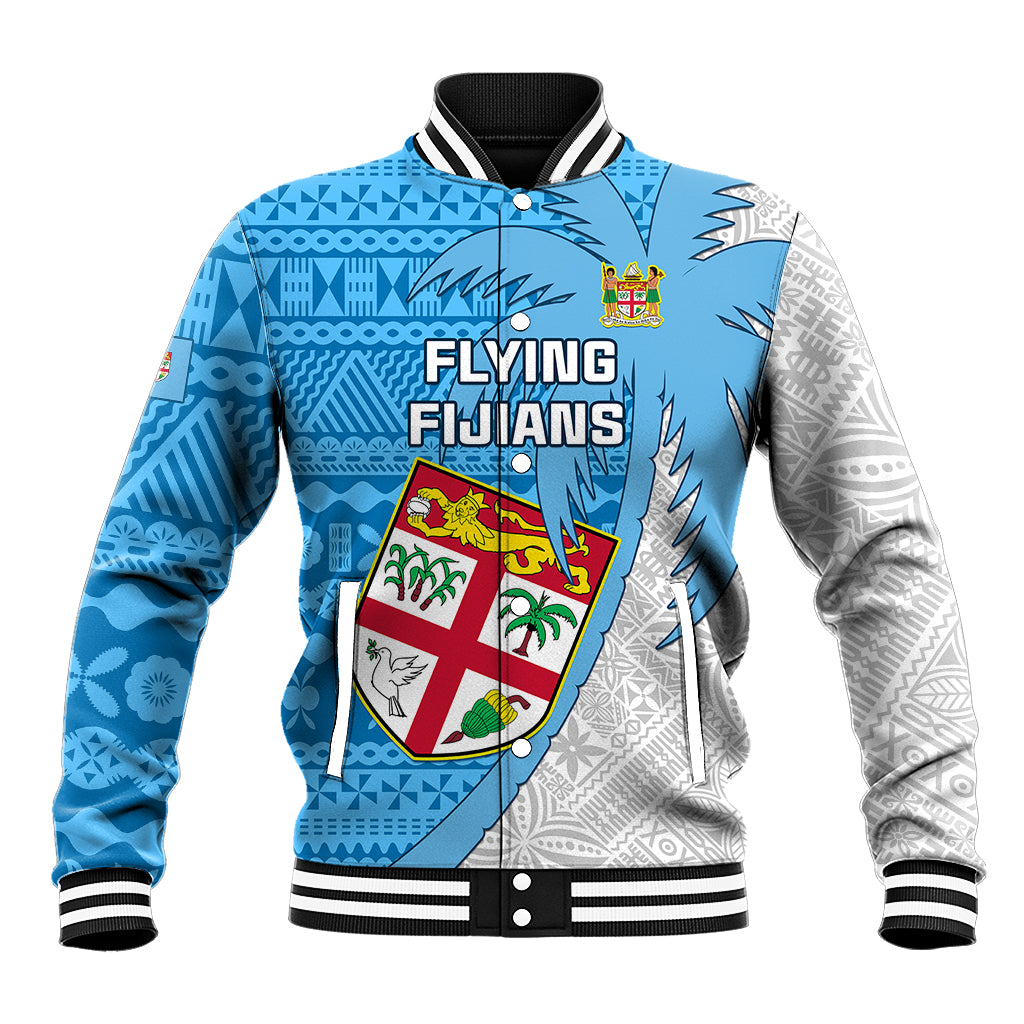 Custom Fiji Rugby Baseball Jacket Come On Fijian Tapa Pattern LT01 Unisex Blue - Polynesian Pride