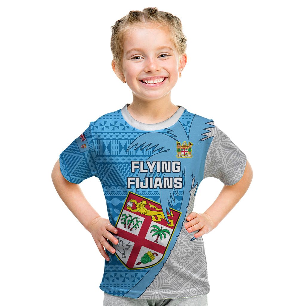 Custom Fiji Rugby Kid T Shirt Come On Fijian Tapa Pattern LT01 Blue - Polynesian Pride