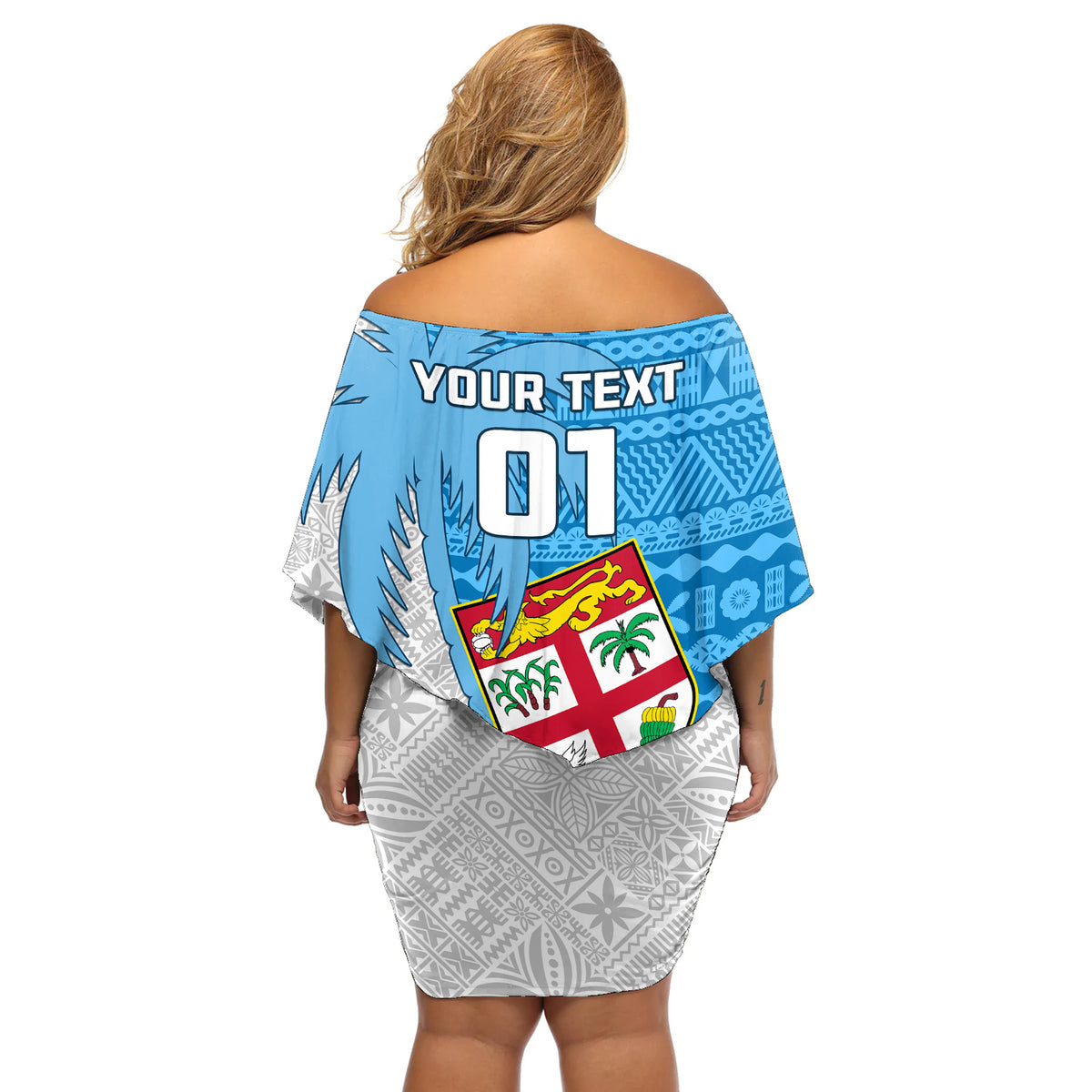 Custom Fiji Rugby Off Shoulder Short Dress Come On Fijian Tapa Pattern LT01 - Polynesian Pride