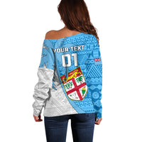 Custom Fiji Rugby Off Shoulder Sweater Come On Fijian Tapa Pattern LT01 - Polynesian Pride