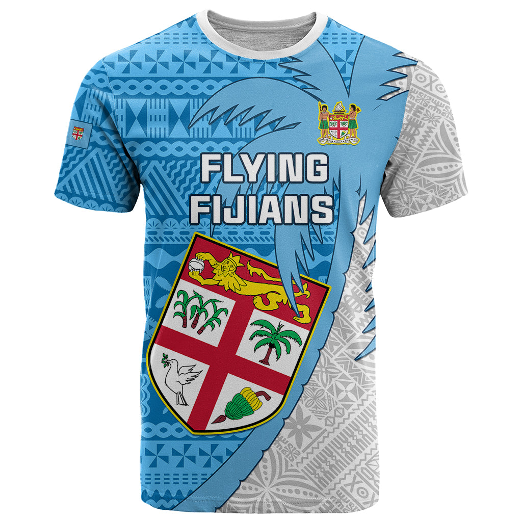 Custom Fiji Rugby T Shirt Come On Fijian Tapa Pattern LT01 Blue - Polynesian Pride