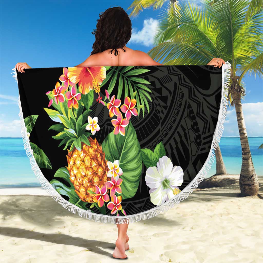 Hawaii Pineapple Tropical Beach Blanket Colorful Hibiscus Plumeria LT01 - Polynesian Pride